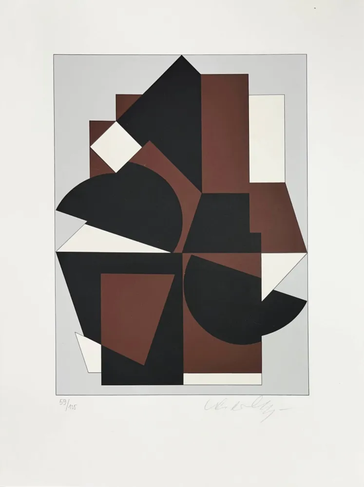 Zeefdruk Vasarely - Abstract composition 