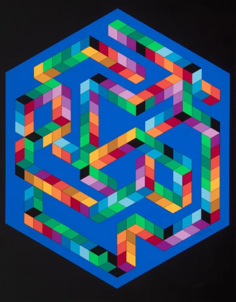 Zeefdruk Vasarely - Babel 3