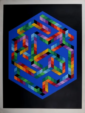 Zeefdruk Vasarely - Babel 3