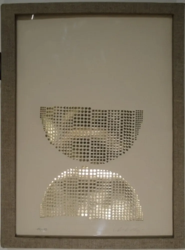 Zeefdruk Vasarely - Code avec en regard des oeuvres originales de Vasarely