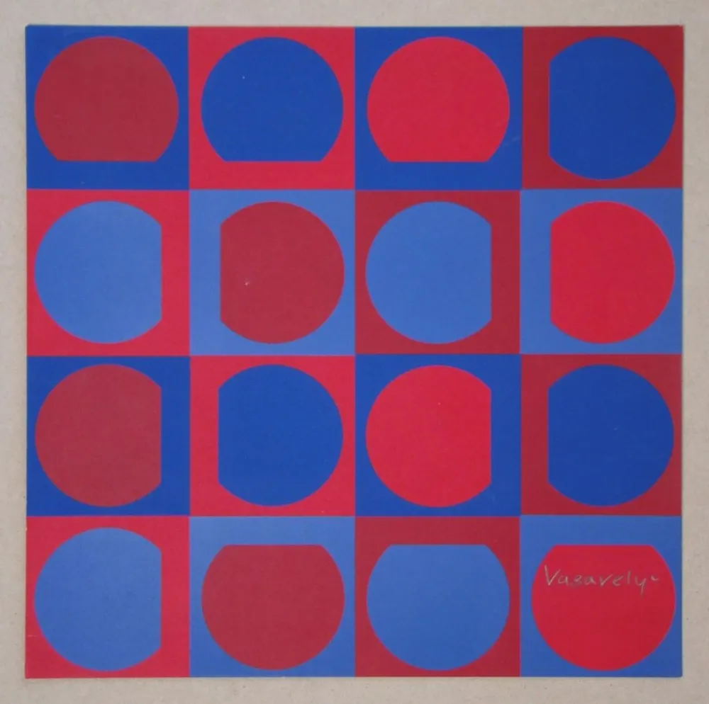 Zeefdruk Vasarely - Eridan Rouge