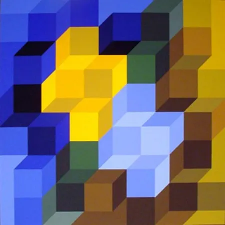 Zeefdruk Vasarely - Hexagon 8