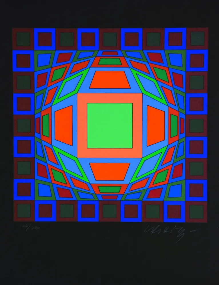 Zeefdruk Vasarely - Microcosmos 