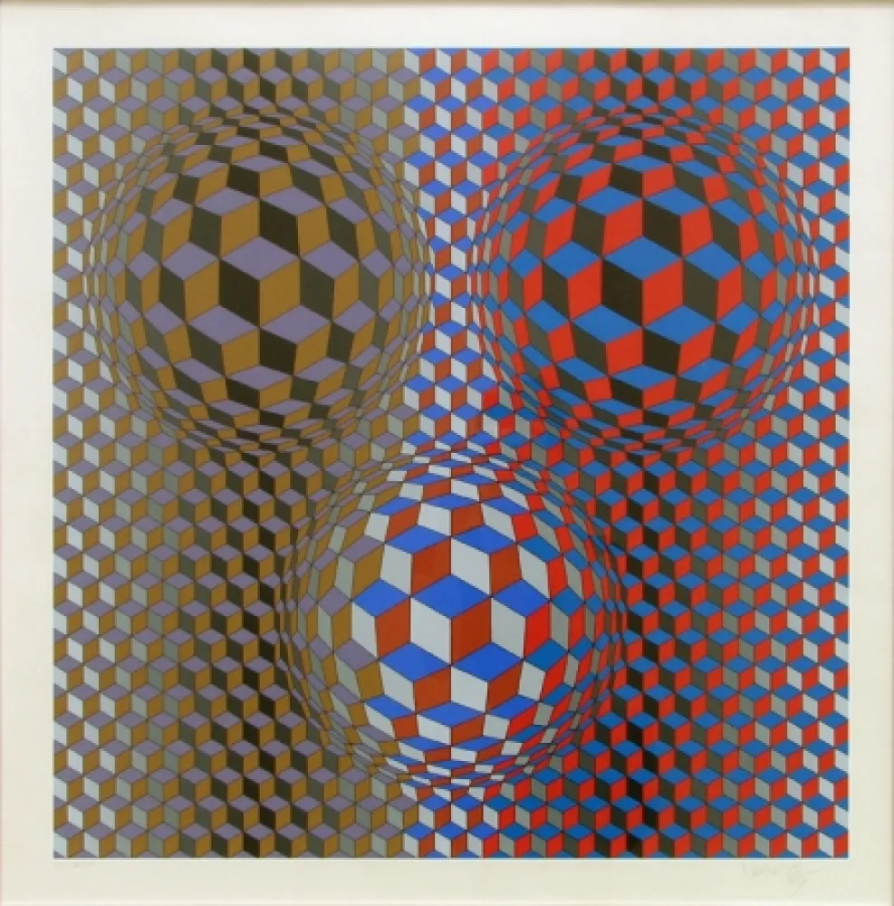 Zeefdruk Vasarely - Nebulus II