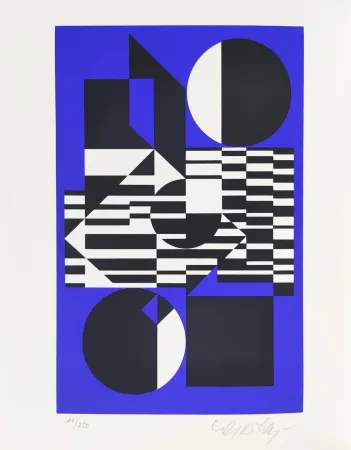 Zeefdruk Vasarely - OB-Bleu