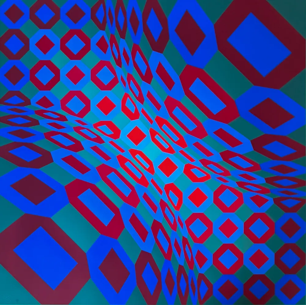 Zeefdruk Vasarely - Optical composition