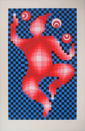 Zeefdruk Vasarely - Personnage cinétique