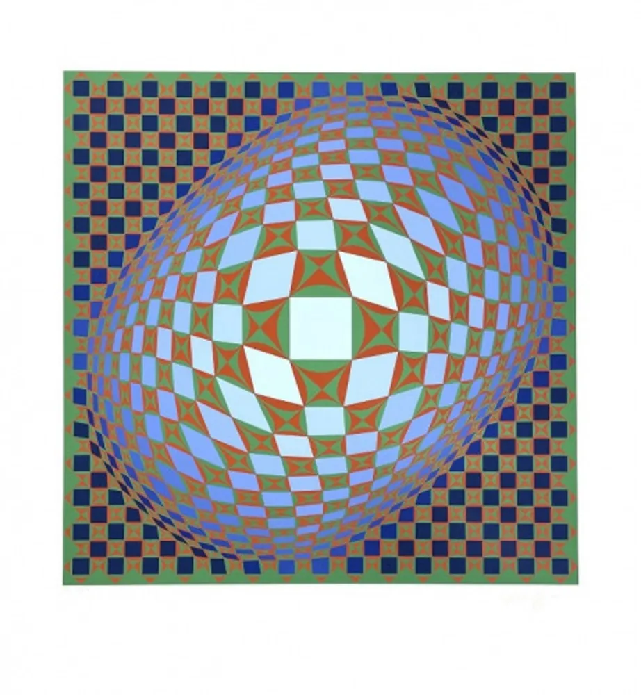 Zeefdruk Vasarely - Vilag