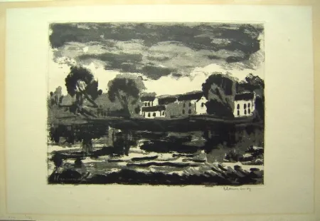 Aquatint Vlaminck - L'Oise à Sergy
