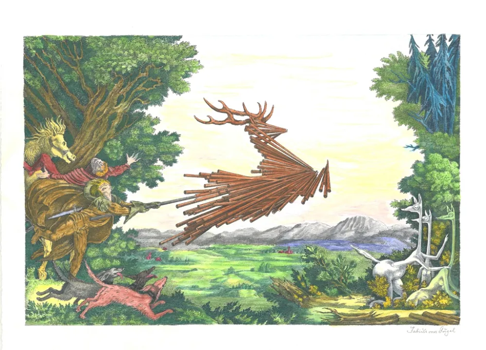 Lithografie Von Gugel - Die Jagdt ist älter als das Wild