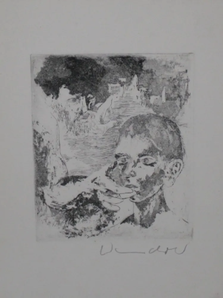 Ets En Aquatint Wandrer - Fürsorglicher Vater