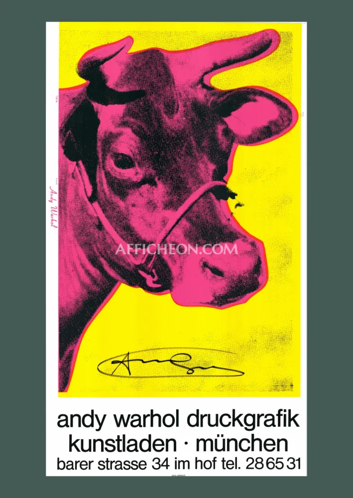 Zeefdruk Warhol - 'Cow Wallpaper (Yellow/Pink)' 1983 Silkscreen (Hand-signed)