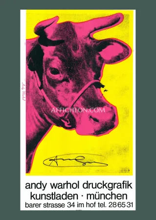 Zeefdruk Warhol - 'Cow Wallpaper (Yellow/Pink)' 1983 Silkscreen (Hand-signed)