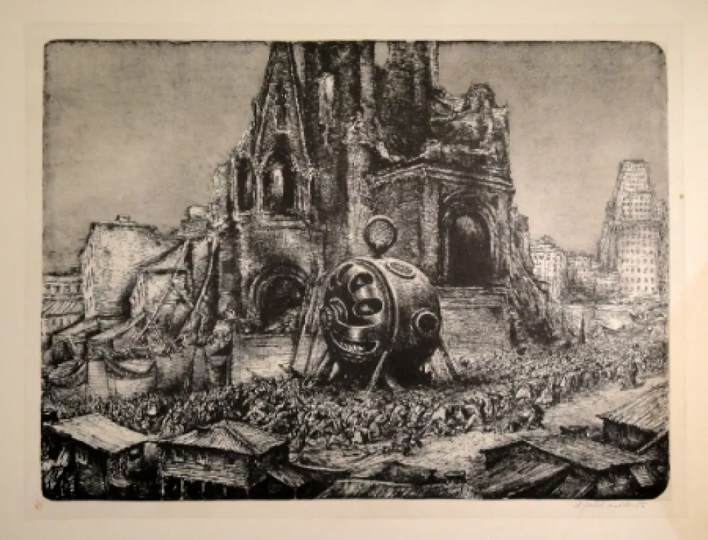 Lithografie Weber - Die Prozession