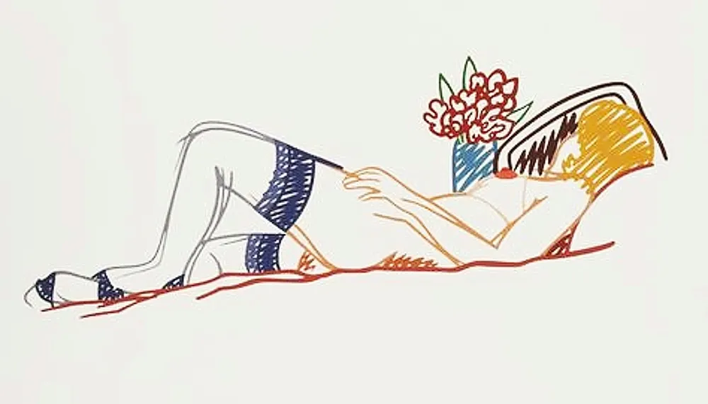 Zeefdruk Wesselmann - Nude with Bouquet and Stockings 