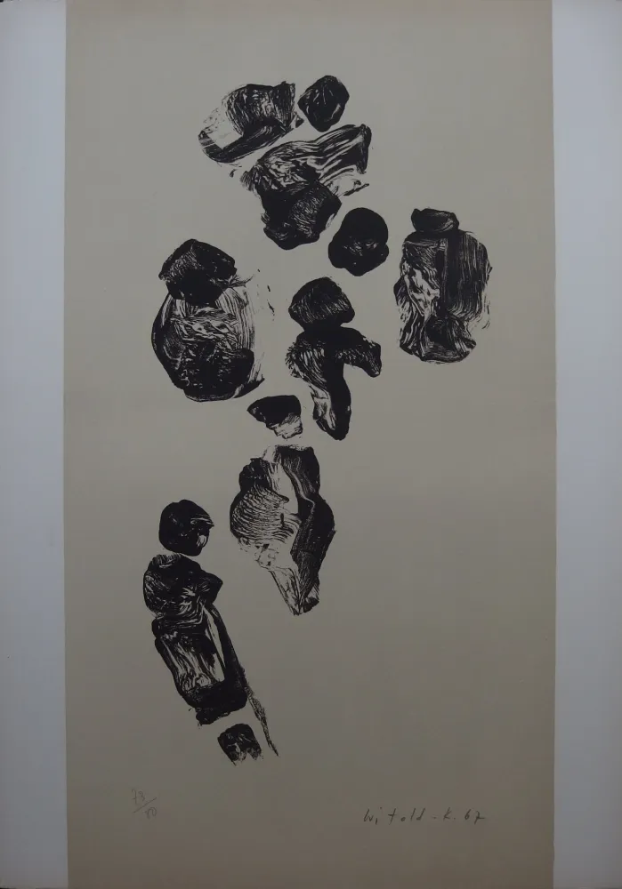 Lithografie Witold-K - Personnages sur la route