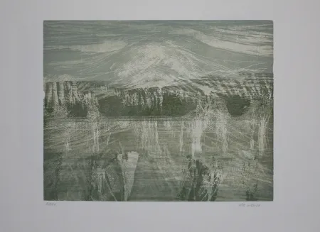 Houtsnede Wolf - Landschaft