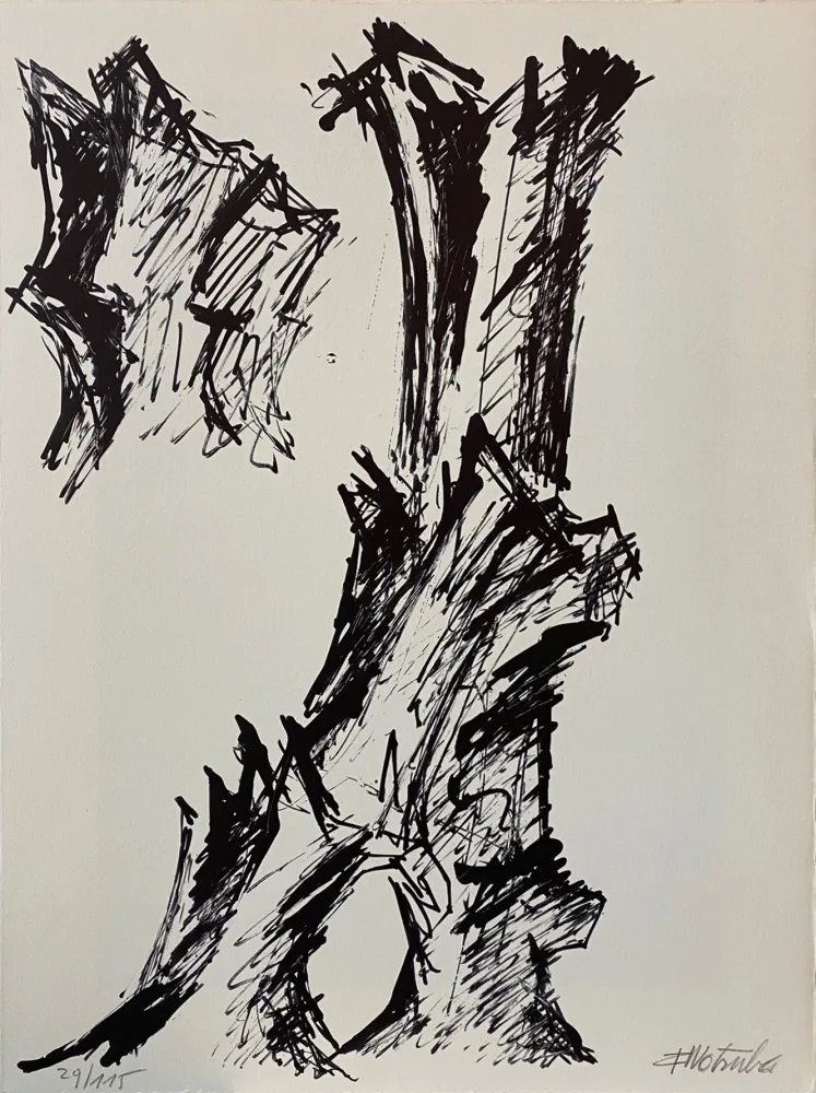 Lithografie Wotruba - Il pleuvait 