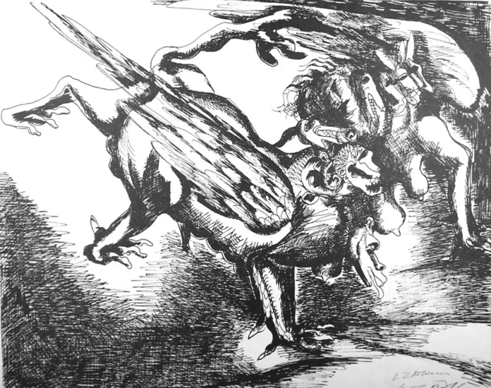 Lithografie Zadkine - Combat avec l'hydre de Lerne