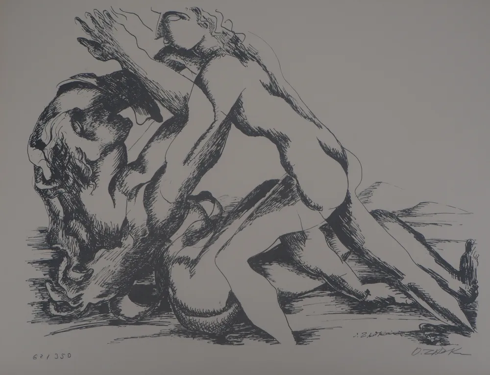Lithografie Zadkine - Hercule et la ceinture d'Hippolyte