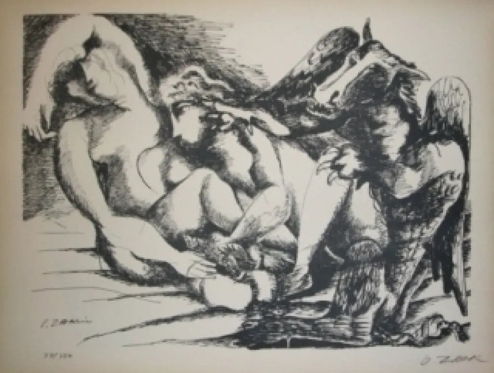 Lithografie Zadkine - Les cavales de Diomède
