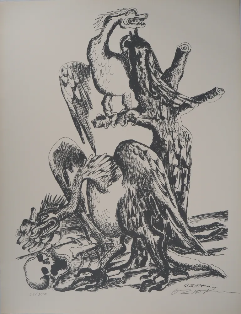 Lithografie Zadkine - Mythologie Hercule et les oiseaux du lac Stymphale