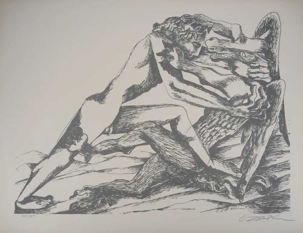 Lithografie Zadkine - Mythologie Hercule et une jument de Diomède