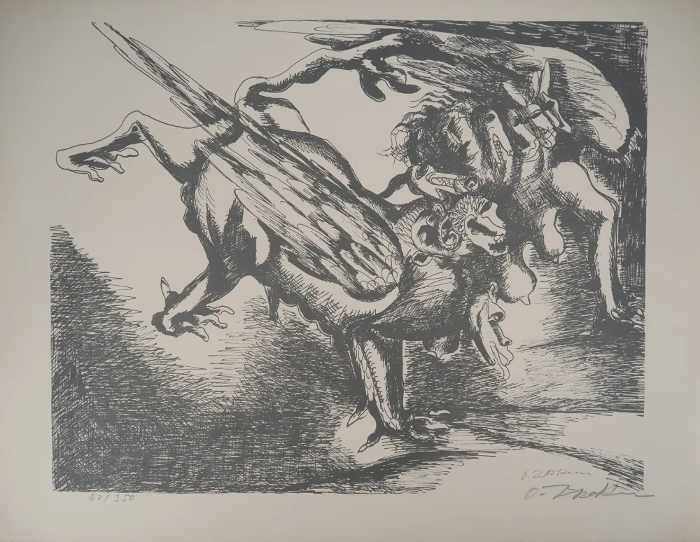 Lithografie Zadkine - Mythologie : Hercule luttant contre l'hydre de Lerne