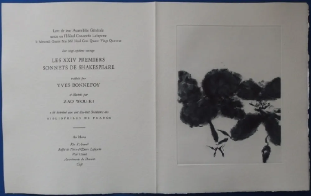 Ets En Aquatint Zao - XXIV Sonnets pour Shakespeare (Menu)