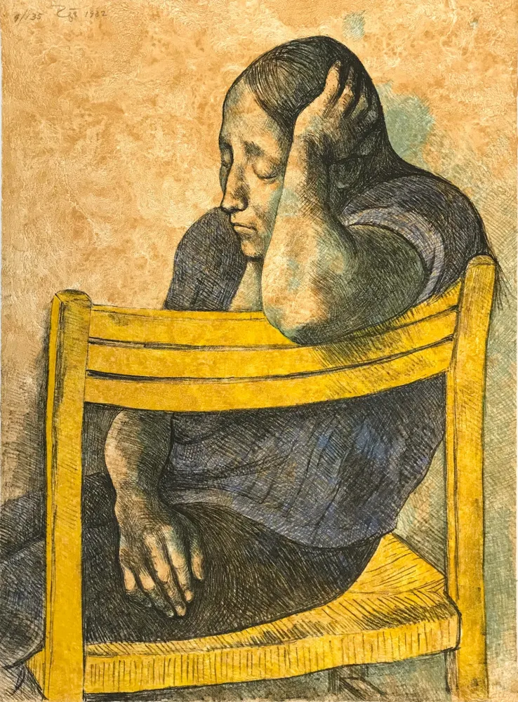 Lithografie Zuniga - MUCHACHA EN UNA SILLA