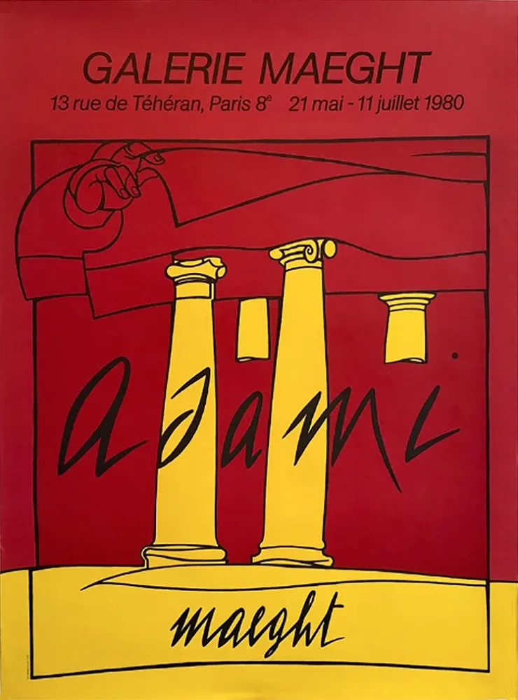 Lithografie Adami - ADAMI 80 : Affiche en lithographie originale pour l'exposition Galerie Maeght.