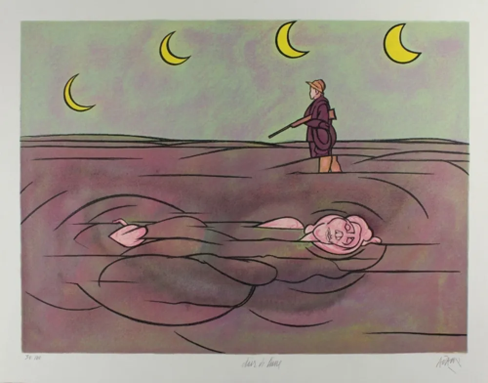 Lithografie Adami - Clair de lune