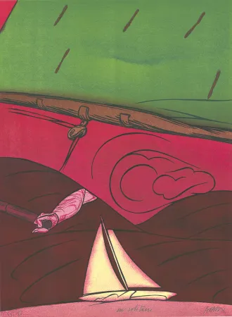 Lithografie Adami - En solitaire