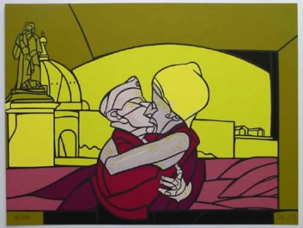 Lithografie Adami - Il bacio / The Kiss