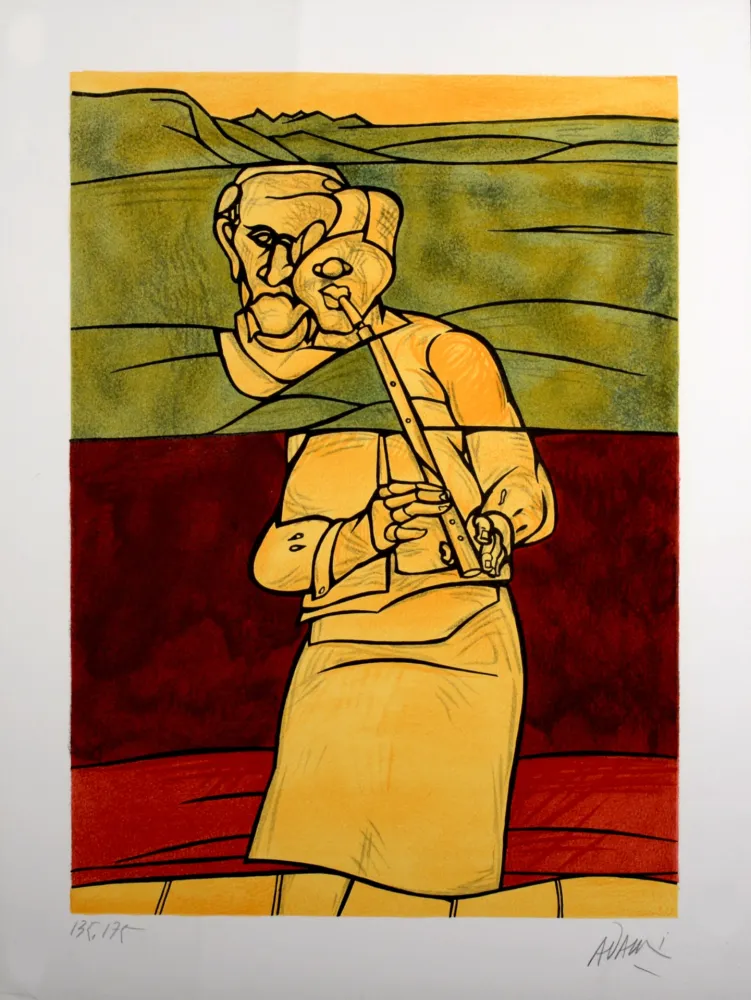 Lithografie Adami - Joueur de flûte, 1976 - Hand-signed!