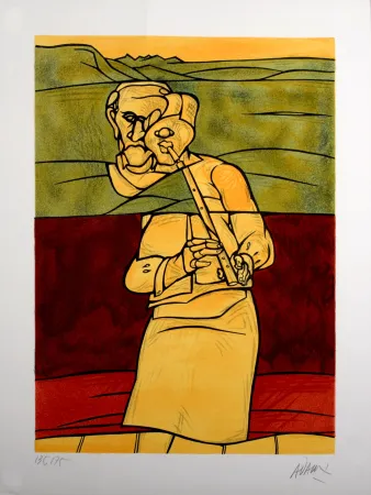 Lithografie Adami - Joueur de flûte, 1976 - Hand-signed!