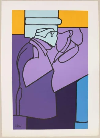 Lithografie Adami - Le baiser