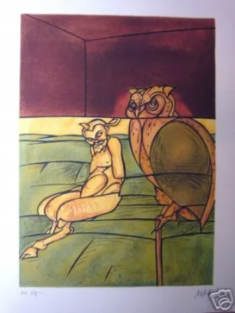 Lithografie Adami - Le hibou