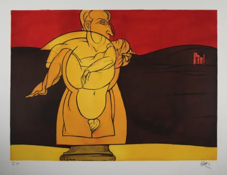 Lithografie Adami - Paysage de ruines