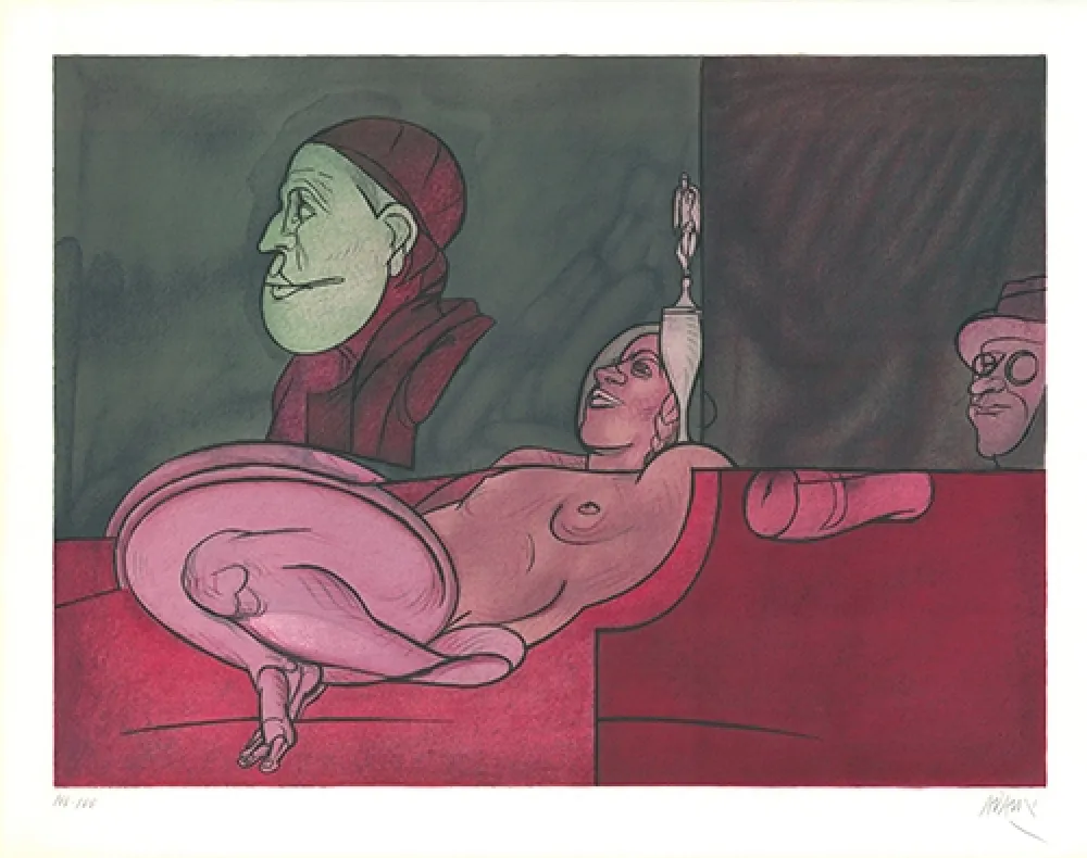 Lithografie Adami - Peintre aux lunettes