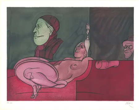 Lithografie Adami - Peintre aux lunettes