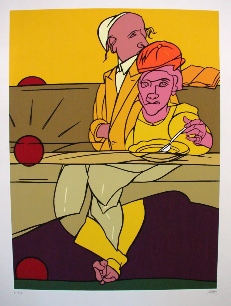 Zeefdruk Adami - Tramonto regard en arrière