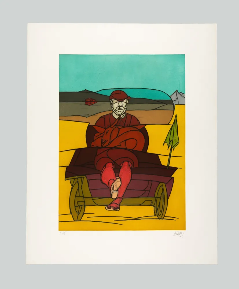 Ets En Aquatint Adami - Uomo in macchina