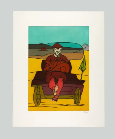 Ets En Aquatint Adami - Uomo in macchina