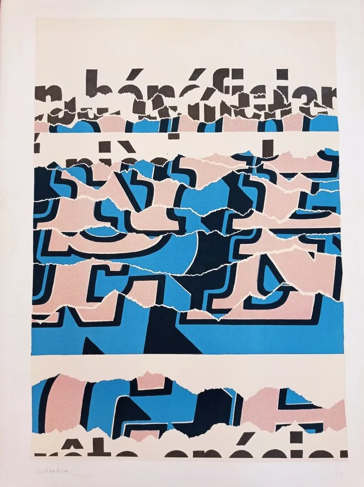 Lithografie Aeschbacher - Arthur Aeschbacher - Composition, cca 1970, Lithograph on Arches paper, handsigned!