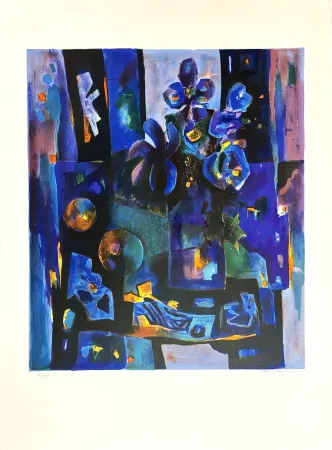 Lithografie Agostini  - Nature Morte aux Iris