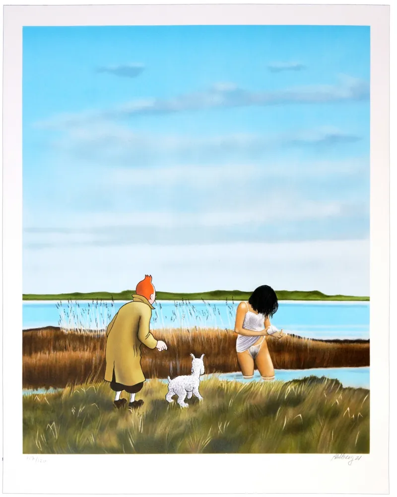 Lithografie Ahlberg - (River)