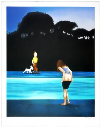 Lithografie Ahlberg - Swimming Pool