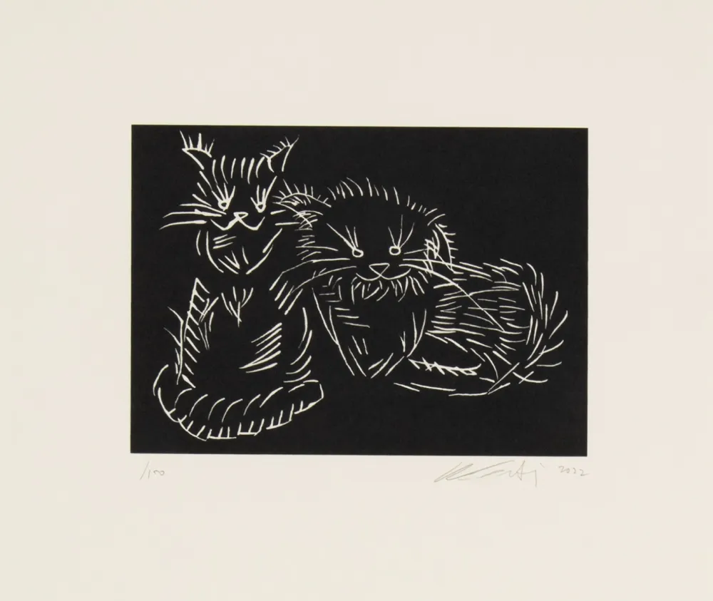 Zeefdruk Ai - Cats - pink edition