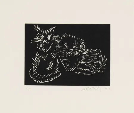 Zeefdruk Ai - Cats - pink edition